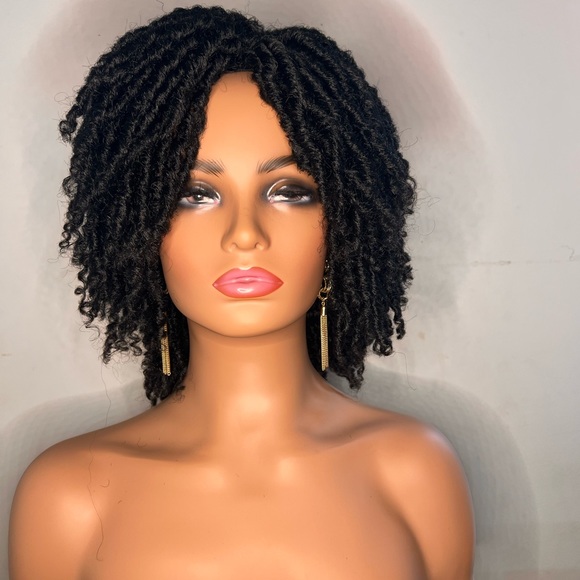 VHC Dreadlock Wig Short Twist Wigs for Women Afro Curly Synthetic Wig (Black) - Picture 2 of 7